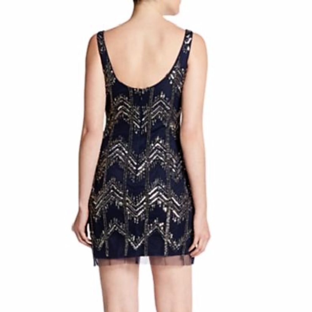 ADRIANNA PAPELL NAVY Beaded Cocktail Dress ~ NWT - Picture 2 of 4